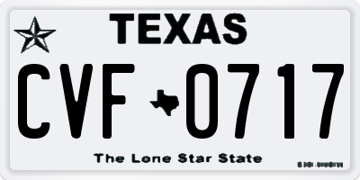 TX license plate CVF0717
