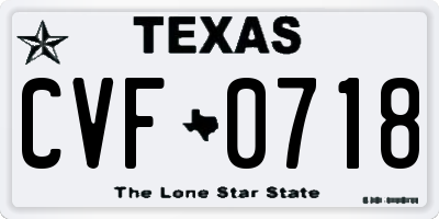 TX license plate CVF0718