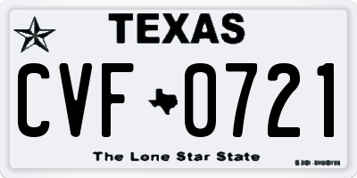 TX license plate CVF0721