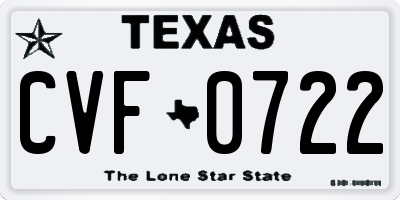 TX license plate CVF0722