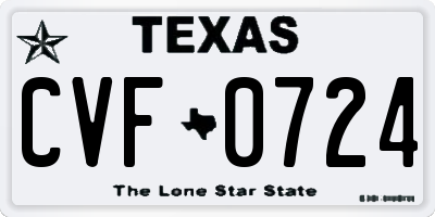 TX license plate CVF0724