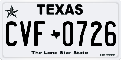TX license plate CVF0726