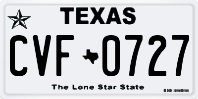 TX license plate CVF0727