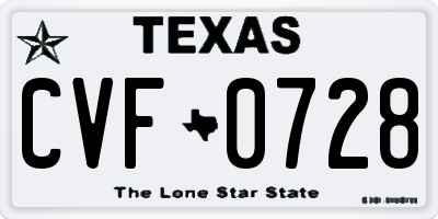 TX license plate CVF0728