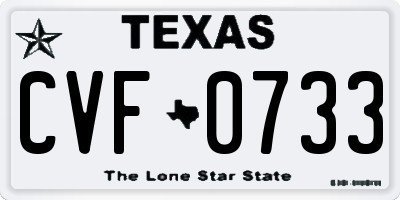 TX license plate CVF0733