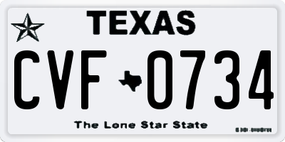TX license plate CVF0734