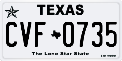 TX license plate CVF0735