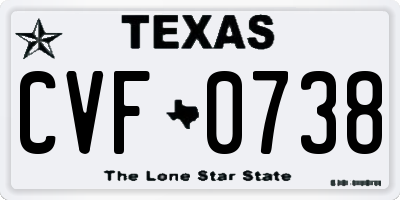 TX license plate CVF0738
