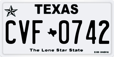 TX license plate CVF0742