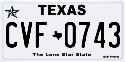 TX license plate CVF0743