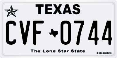 TX license plate CVF0744