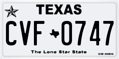 TX license plate CVF0747