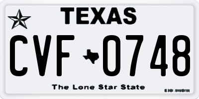 TX license plate CVF0748