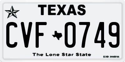 TX license plate CVF0749