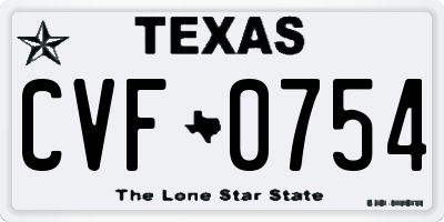 TX license plate CVF0754