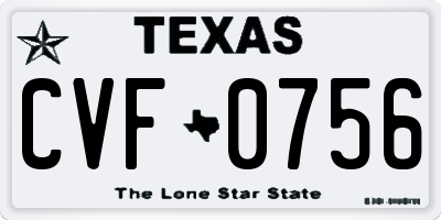TX license plate CVF0756