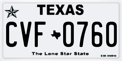 TX license plate CVF0760
