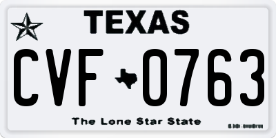 TX license plate CVF0763