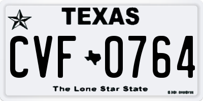 TX license plate CVF0764