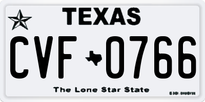TX license plate CVF0766