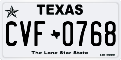 TX license plate CVF0768
