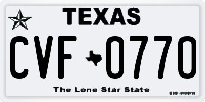 TX license plate CVF0770