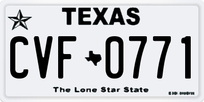 TX license plate CVF0771