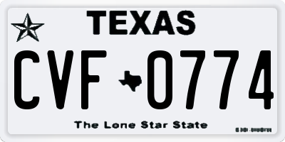 TX license plate CVF0774