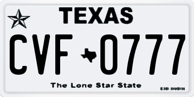 TX license plate CVF0777