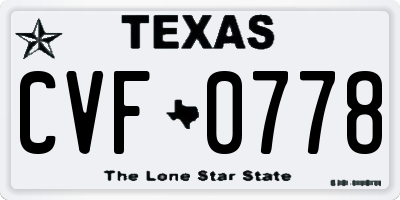 TX license plate CVF0778