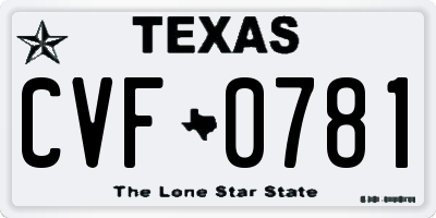 TX license plate CVF0781