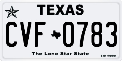 TX license plate CVF0783