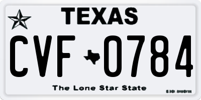 TX license plate CVF0784