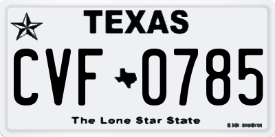 TX license plate CVF0785