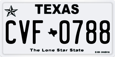 TX license plate CVF0788