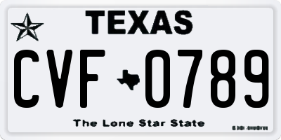 TX license plate CVF0789