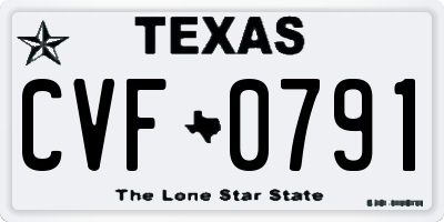 TX license plate CVF0791