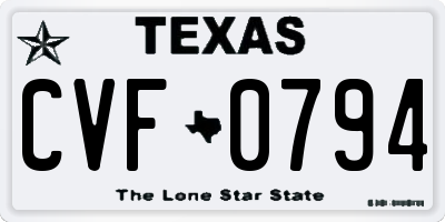 TX license plate CVF0794