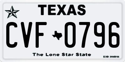 TX license plate CVF0796