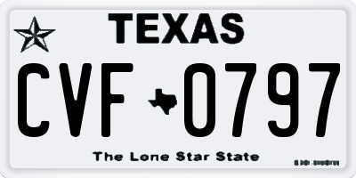 TX license plate CVF0797