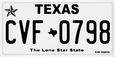 TX license plate CVF0798