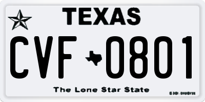 TX license plate CVF0801