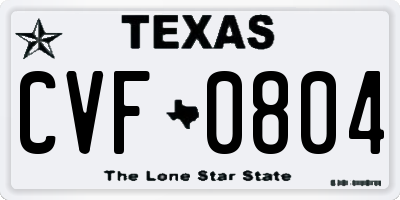 TX license plate CVF0804