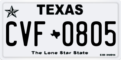 TX license plate CVF0805