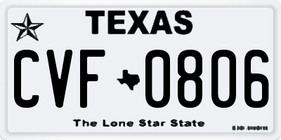TX license plate CVF0806