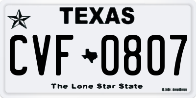 TX license plate CVF0807