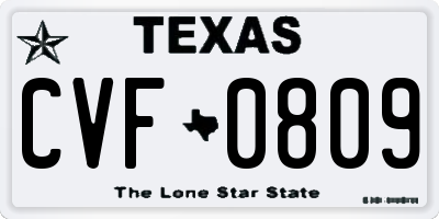TX license plate CVF0809