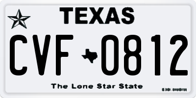 TX license plate CVF0812