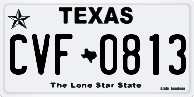 TX license plate CVF0813
