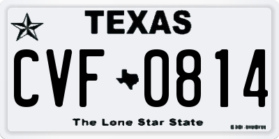 TX license plate CVF0814